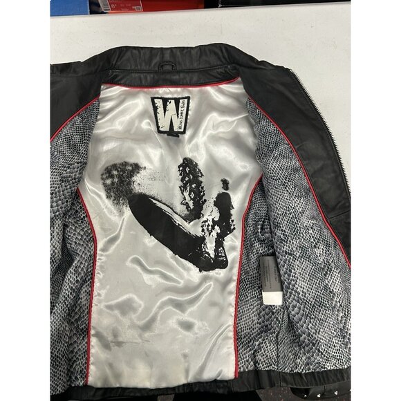 Wilson Leather Rocks Led Zeppelin Studded Biker Jacket M Distressed Punk Moto - Picture 9 of 16